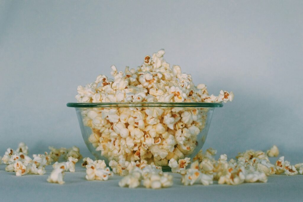 A bowl of high protein popcorn