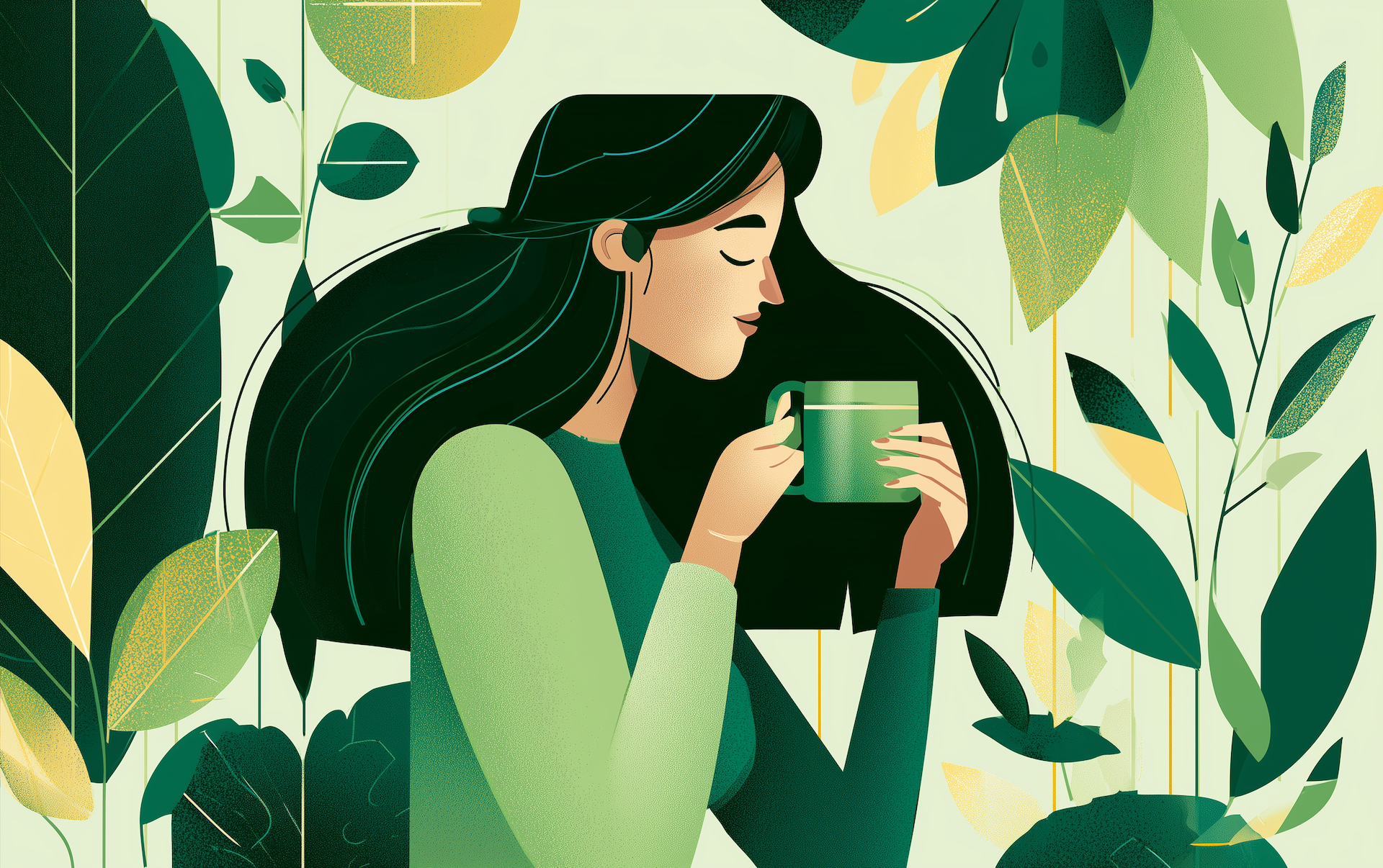 A woman drinks coffee after intermittent fasting
