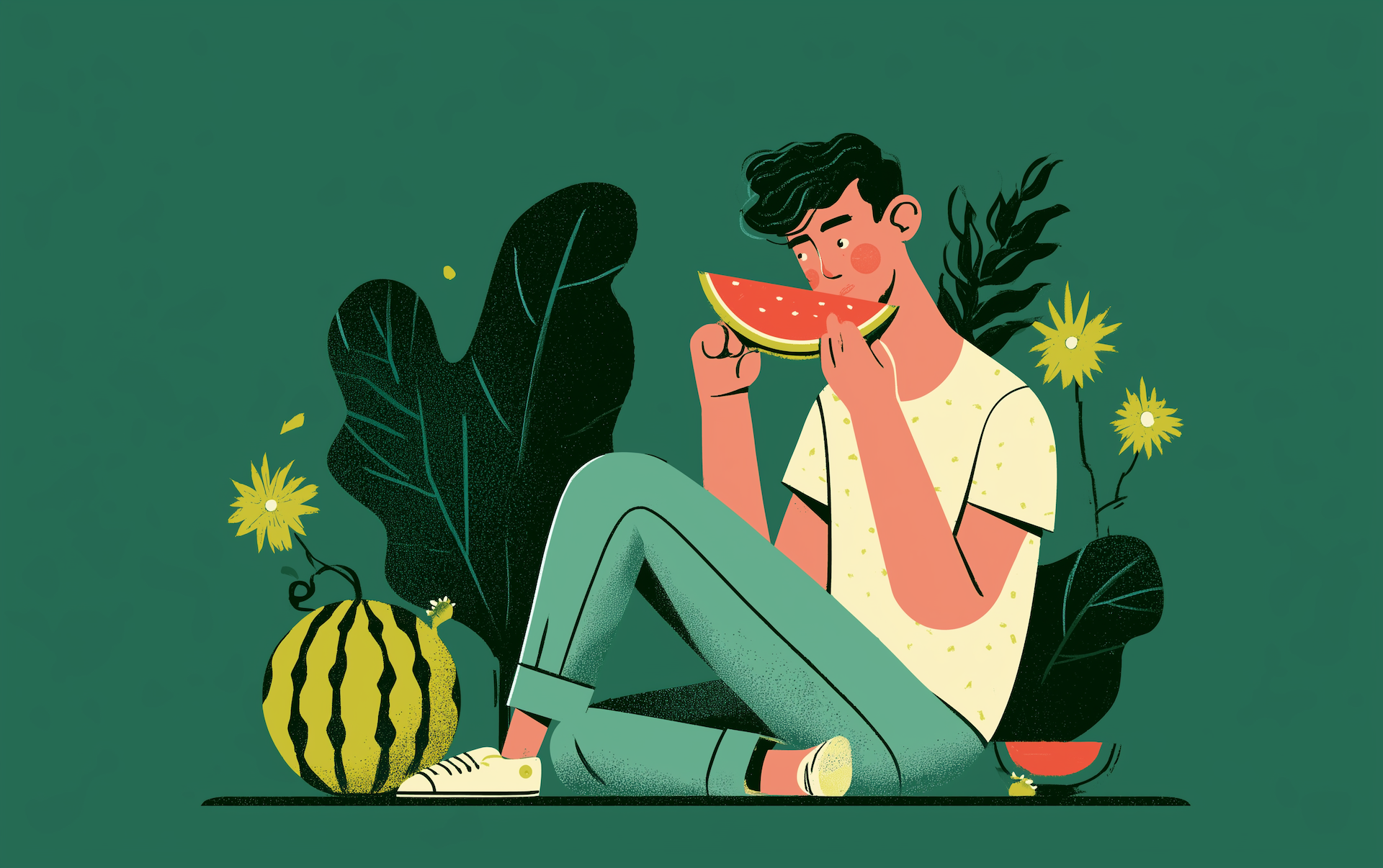 a man eating watermelon and wondering is watermelon low calorie