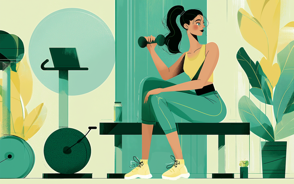 a woman performing an exercise with dumbbells as part of a workout routine