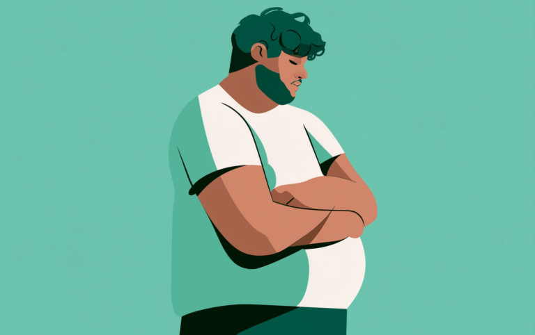 a man experiences hormonal weight gain in his belly
