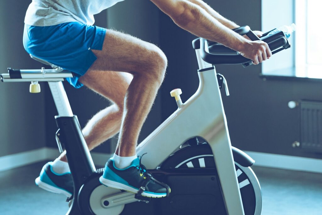 a man completes steady cycling on a stationary bike to help boost his memory