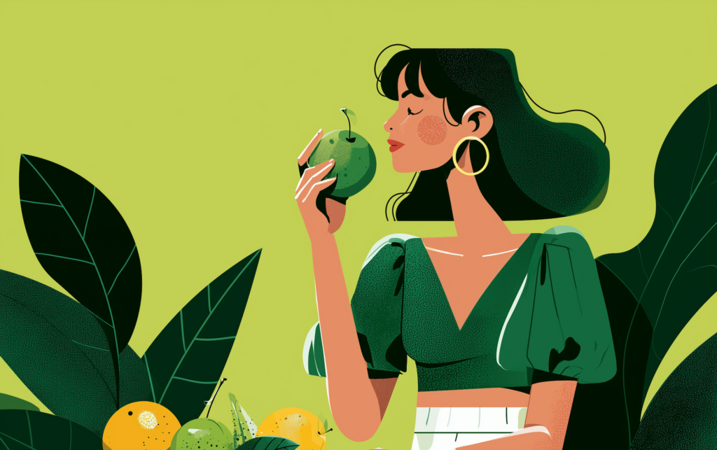 Low-calorie fruits like green apple enjoyed as part of a healthy lifestyle