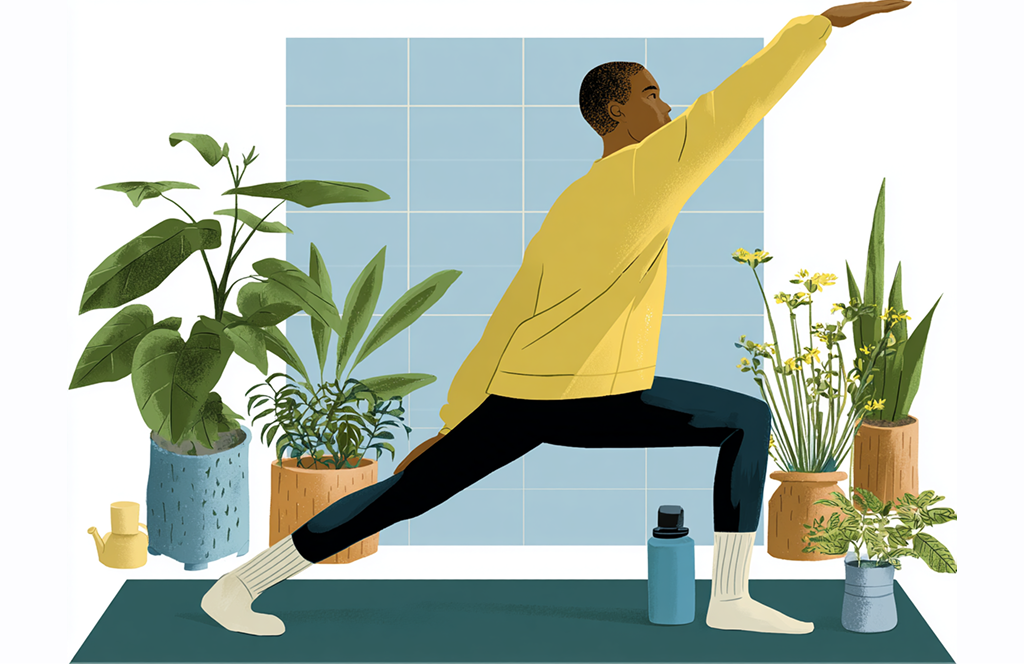 illustration of man doing yoga