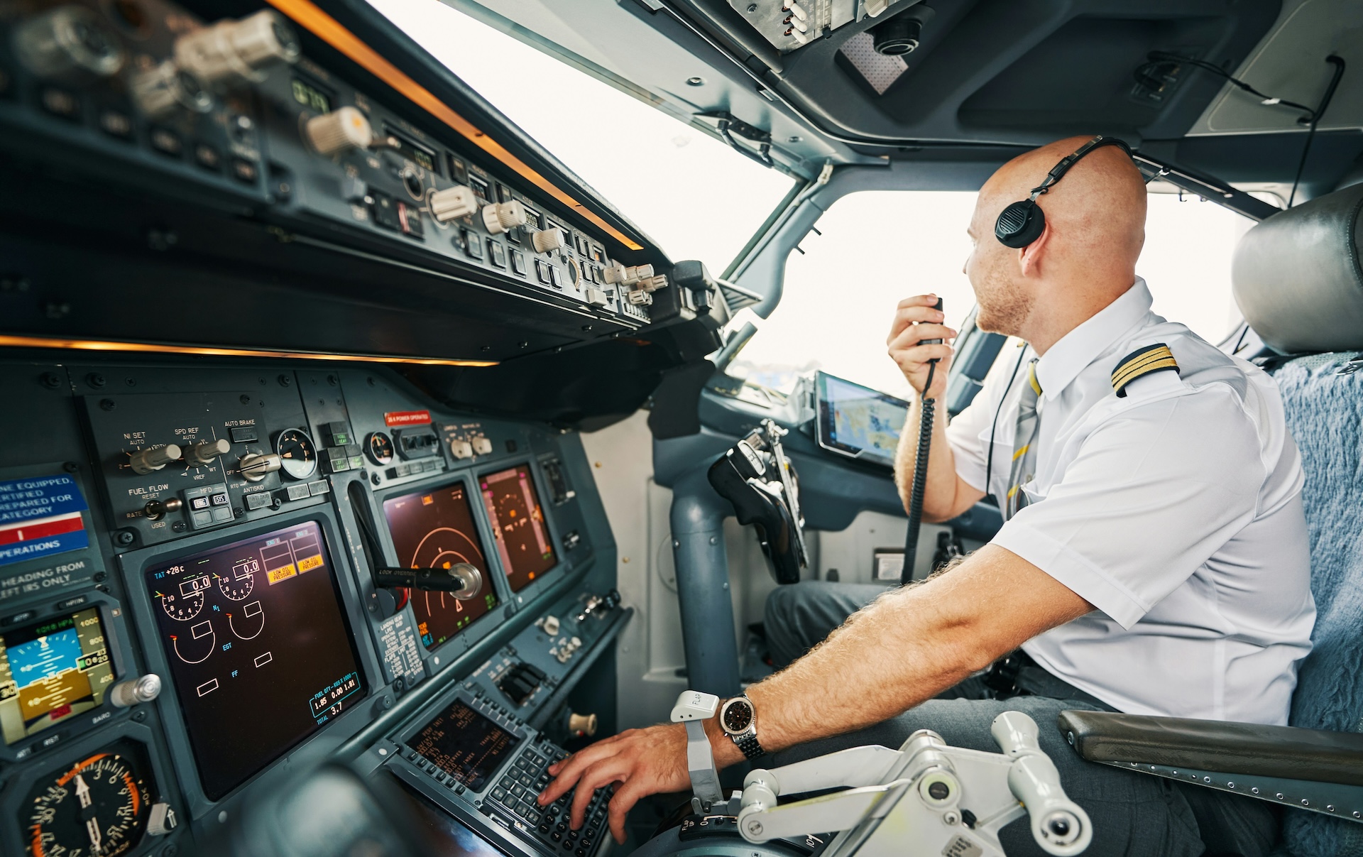 a pilot flying a plane, wondering about flight crew cancer risk
