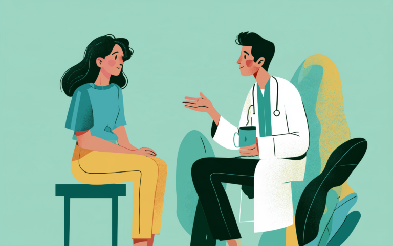 a woman talking with her doctor about the signs of perimenopause