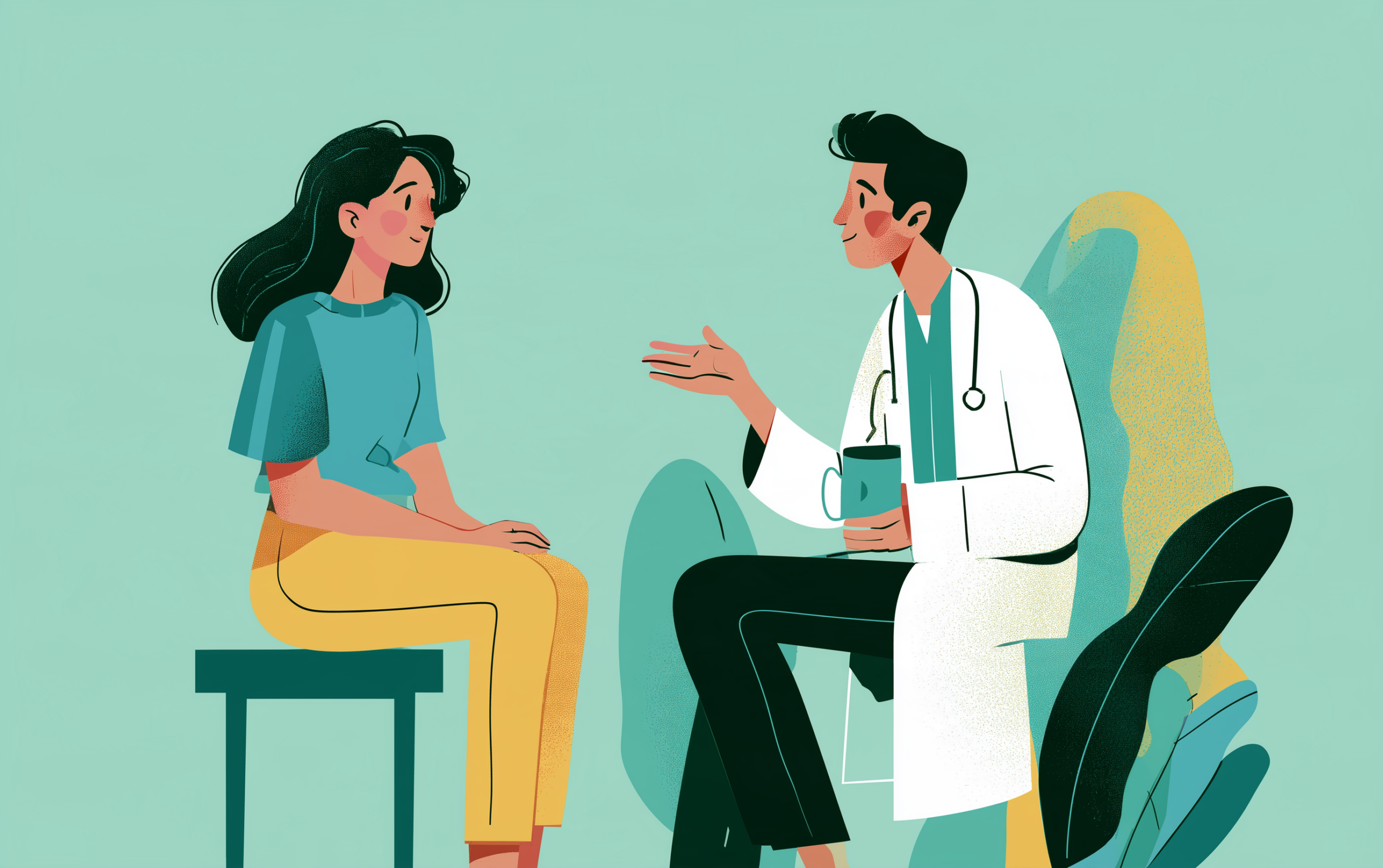 a woman talking with her doctor about the signs of perimenopause